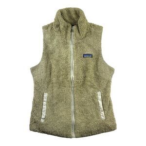 Patagonia Los Gatos El Cap Khaki Beige Deep Pile Full Zip‎ Vest Sz Small Women's